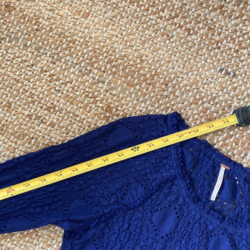 Free People Sunny Pucker Lace Top in Indigo Blue - Picture 7 of 8